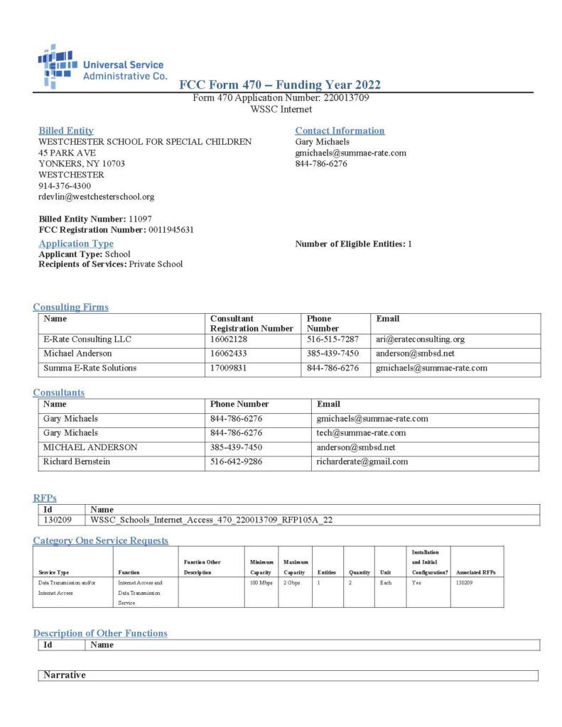 Westchester School for Special Children Form 470#220013709 (Click ...